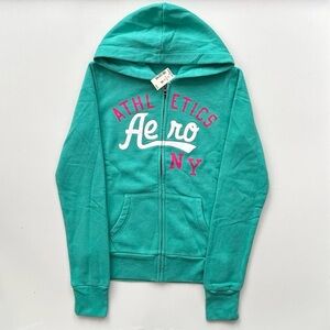 Aeropostale Athletics Aqua Blue Green Full Zip Hoodie Brand New Women’s Small